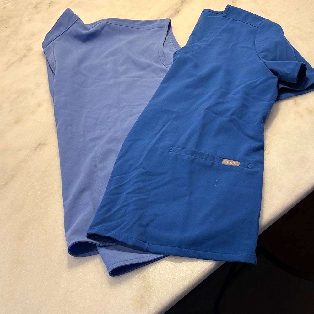 Figs Light Blue & Blue Scrub Tops